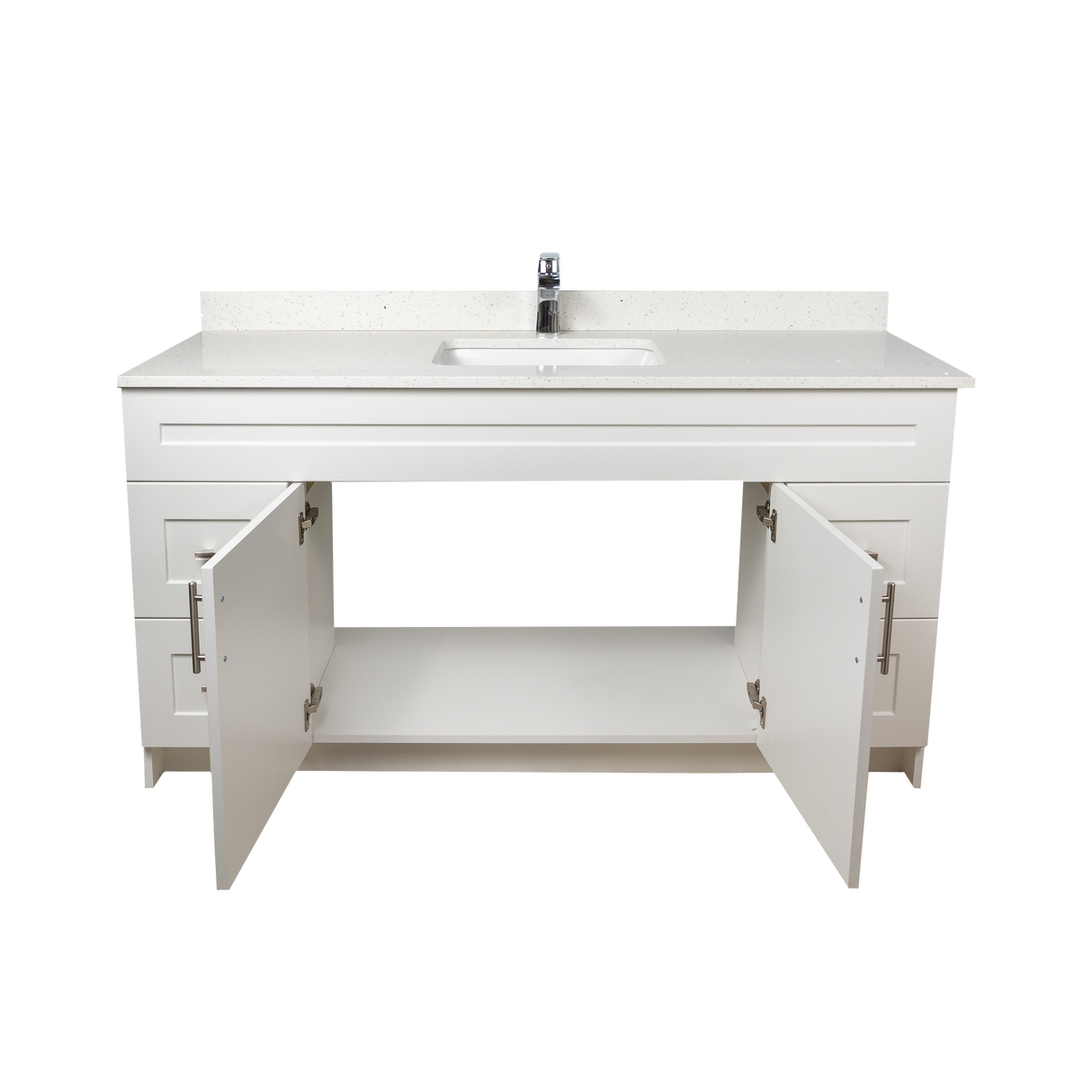 60" MDF - Single Sink - White - Shaker Doors - Softclose Hardware