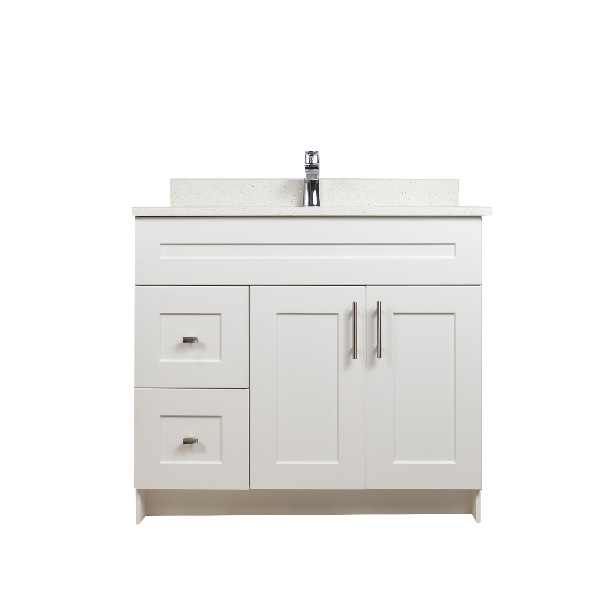 36" MDF - Left Side Draw - White - Shaker Doors - Softclose Hardware