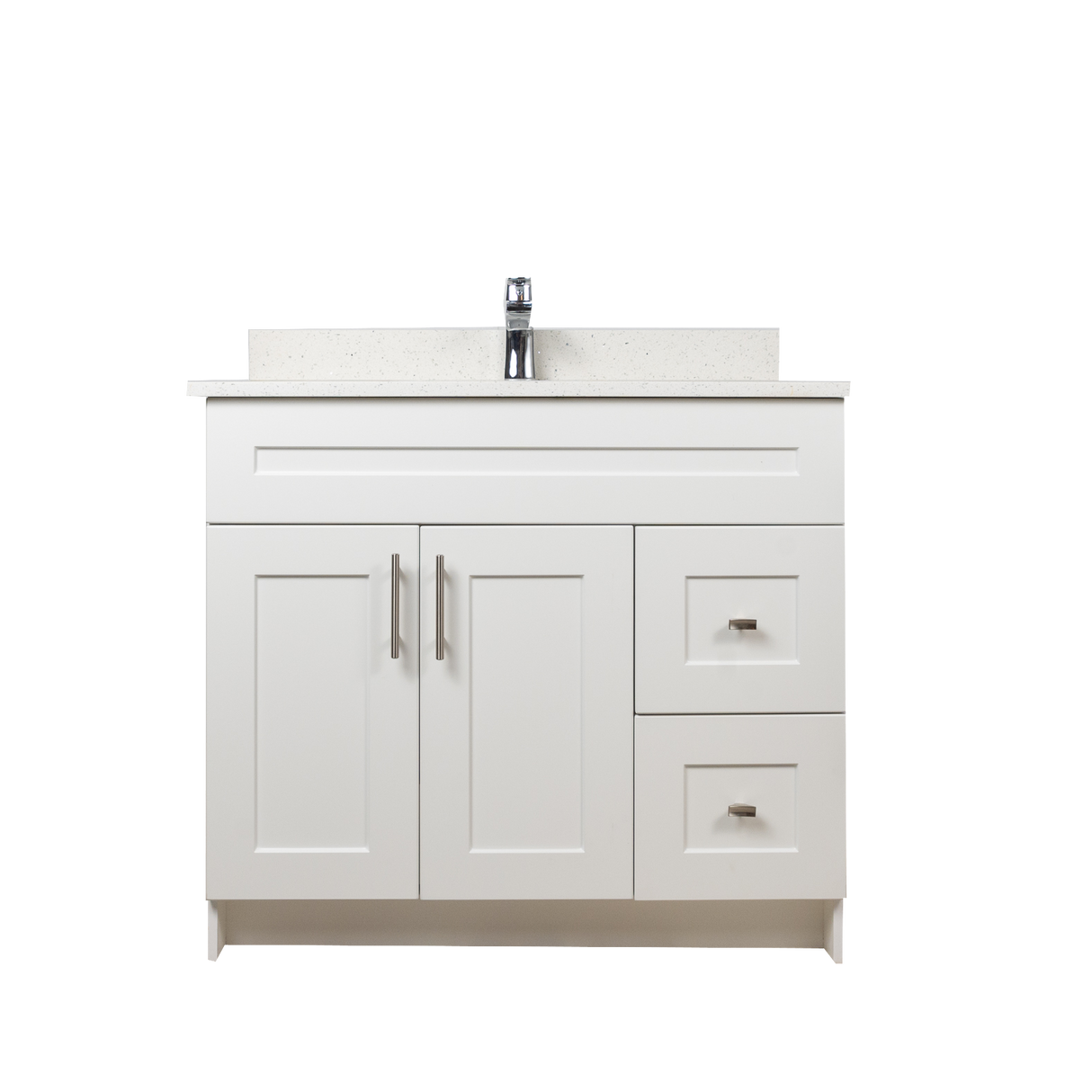 36" MDF - Right Side Draw - White - Shaker Doors - Softclose Hardware