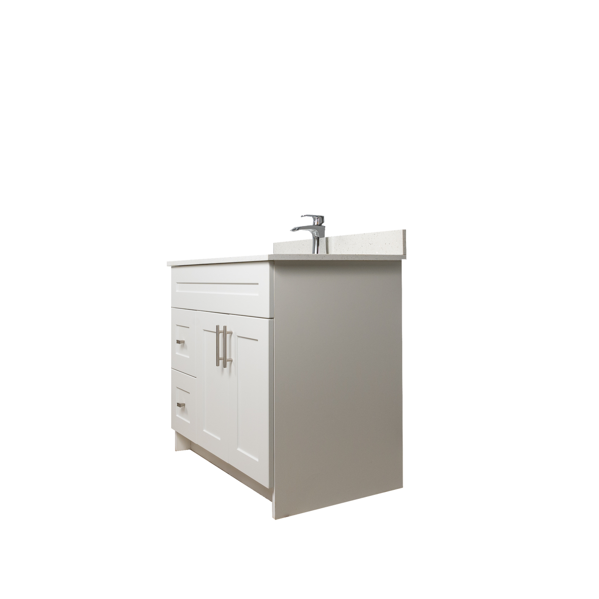 36" MDF - Left Side Draw - White - Shaker Doors - Softclose Hardware