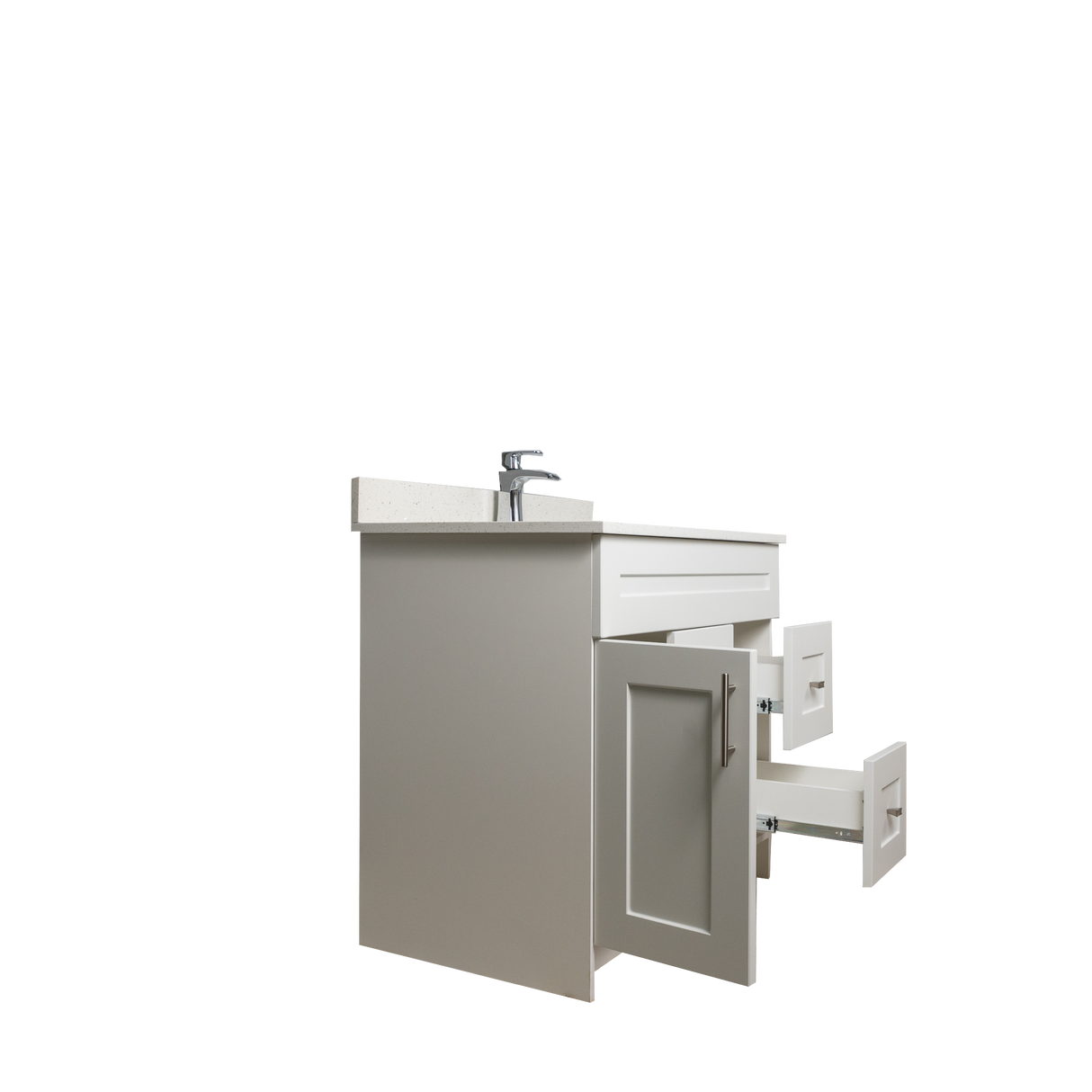 36" MDF - Right Side Draw - White - Shaker Doors - Softclose Hardware