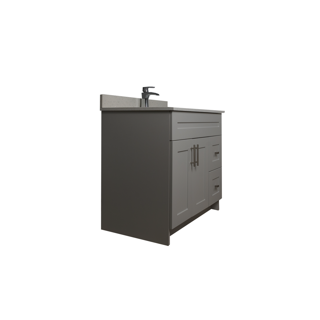 36" MDF - Left Side Draw - Light Grey - Shaker Doors - Softclose Hardware