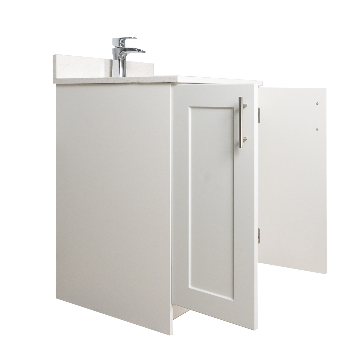 24" MDF - 2 Door - White - Shaker Doors - Softclose Hardware