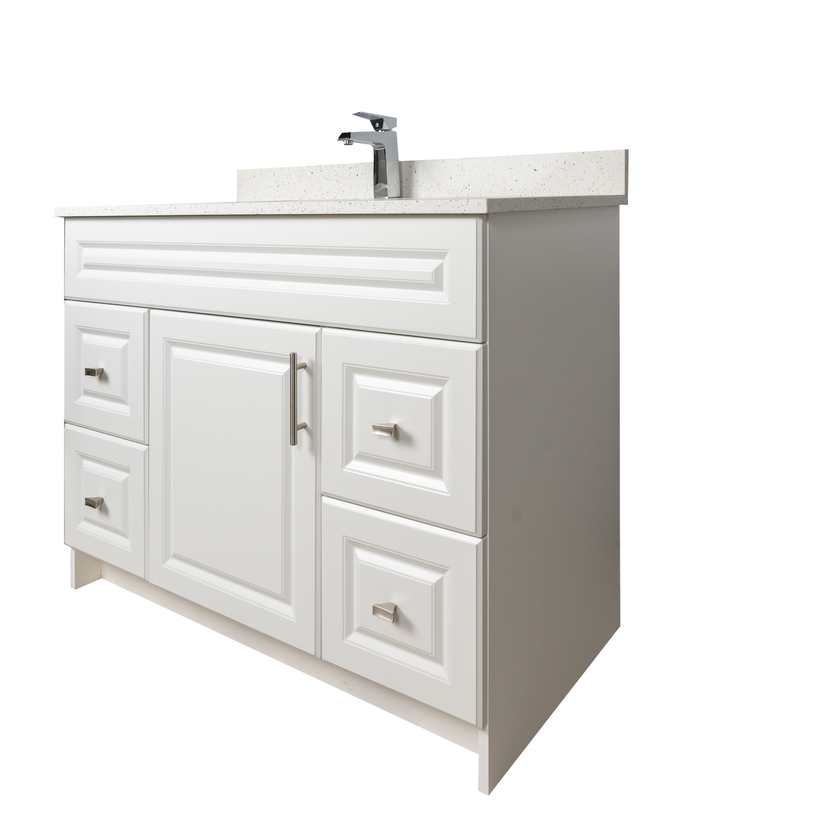 42" MDF - Both Side Draw - White - Raised Panel Doors