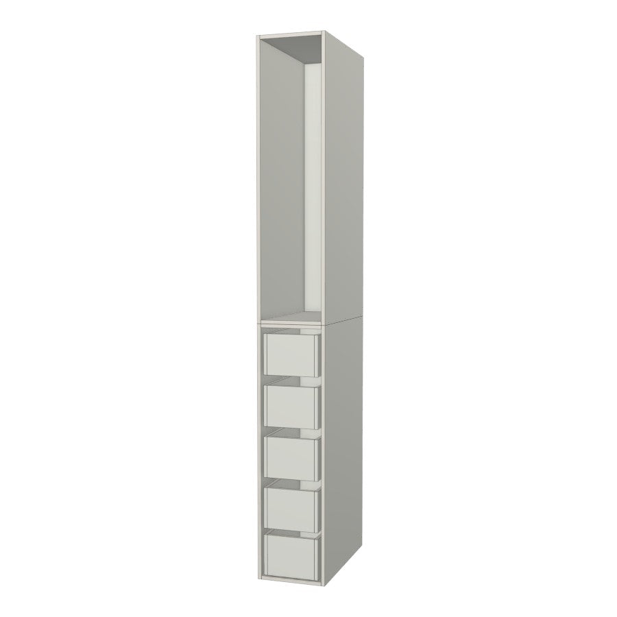 RTI Closets Basic Open & Drawer Closet Unit - 12" Wide - Thermofoil Fronts