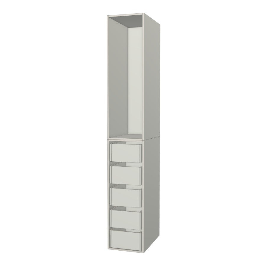 RTI Closets Basic Open & Drawer Closet Unit - 15" Wide - Thermofoil Fronts