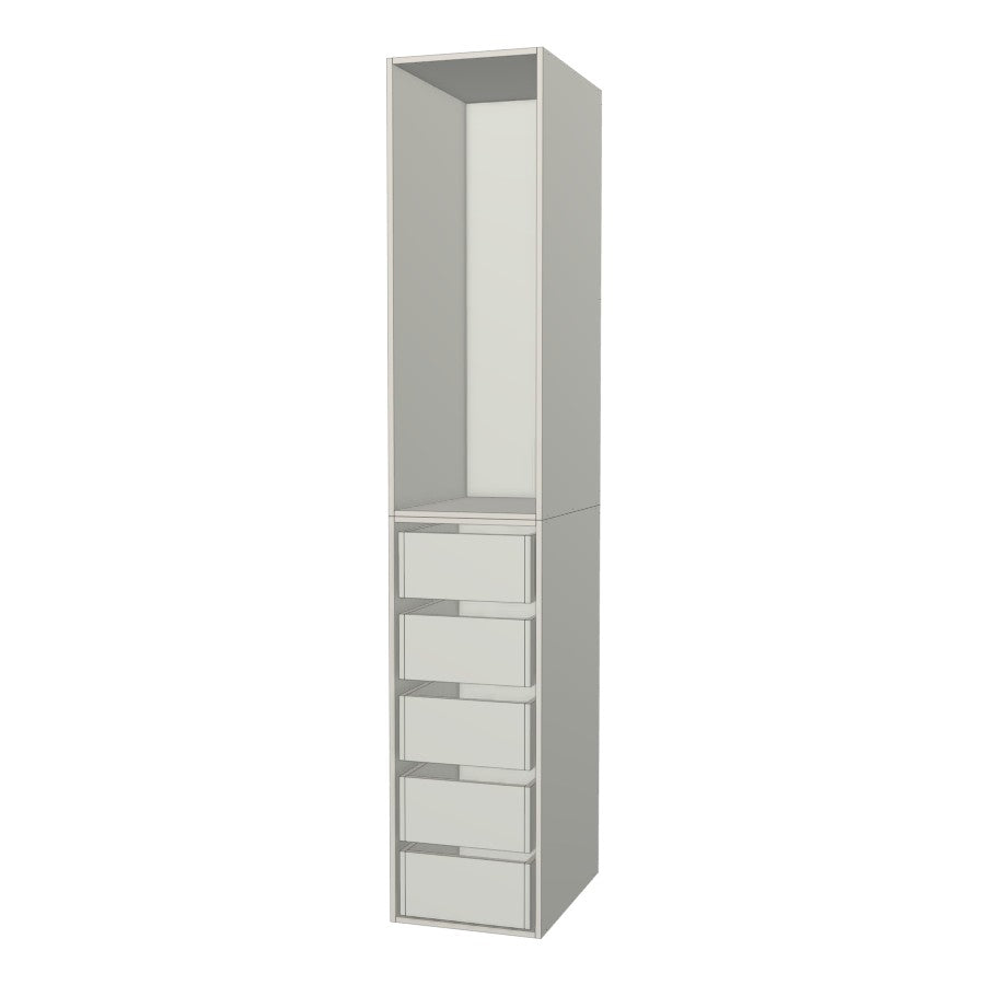 RTI Closets Basic Open & Drawer Closet Unit - 17" Wide - No Fronts