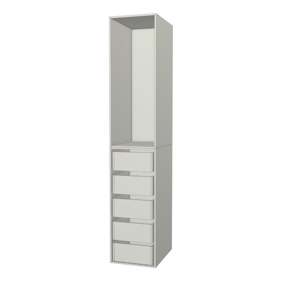 RTI Closets Basic Open & Drawer Closet Unit - 18" Wide - Thermofoil Fronts