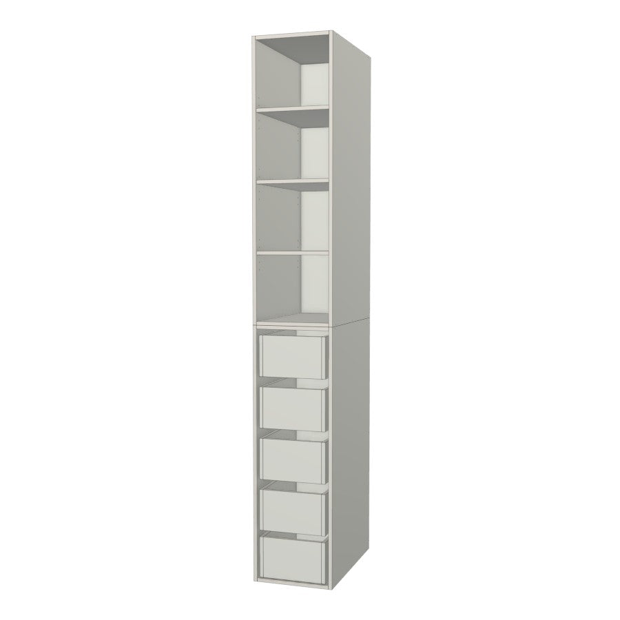 RTI Closets Basic Shelf & Drawer Closet Unit - 14" Wide - Painted Fronts