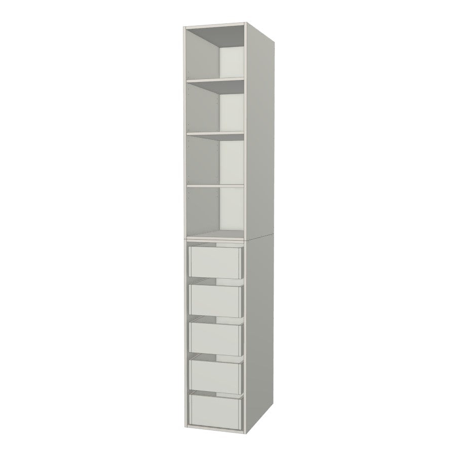 RTI Closets Basic Shelf & Drawer Closet Unit - 15" Wide - No Fronts