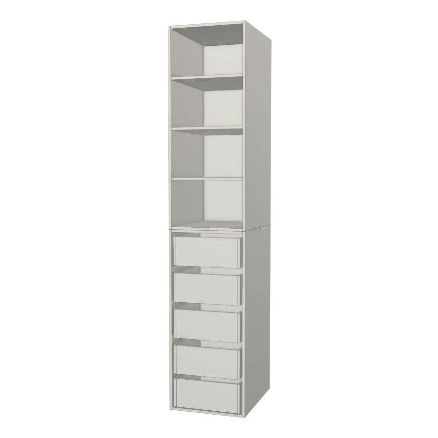 RTI Closets Basic Shelf & Drawer Closet Unit - 19" Wide - No Fronts