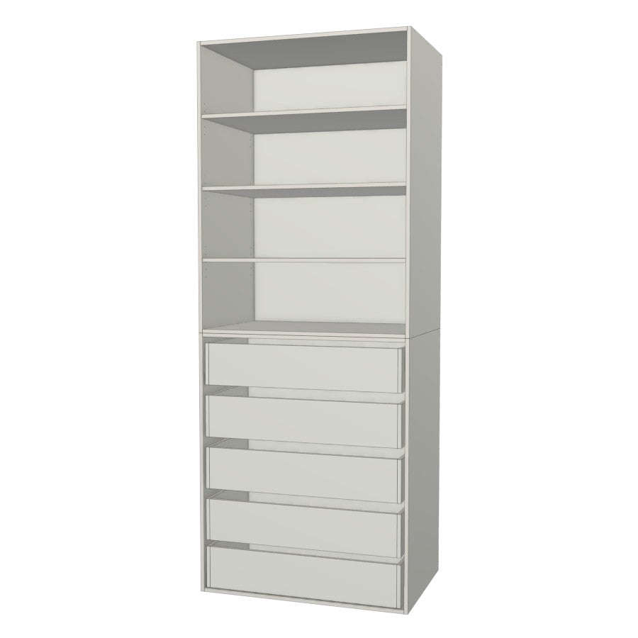 RTI Closets Basic Shelf & Drawer Closet Unit - 36" Wide - Thermofoil Fronts