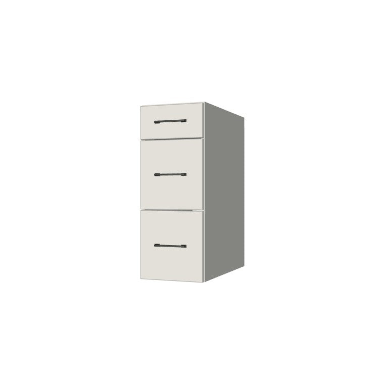 12" Wide Drawer Cabinet - (White Melamine Boxes - Flat Panel Doors)