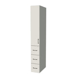 12" Wide Tall Pantry Cabinet with Drawer - (White Melamine Boxes - Flat Panel Doors) 24 D