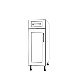 12" Wide Base Cabinet With Drawer On Top - Thermofoil Doors