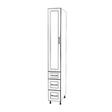 12" Wide Tall Pantry Cabinet - With Drawers - Thermofoil Doors