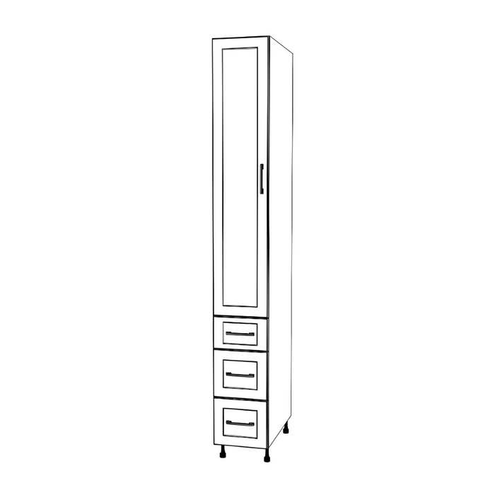 12" Wide Tall Pantry Cabinet with Drawers - Painted Doors