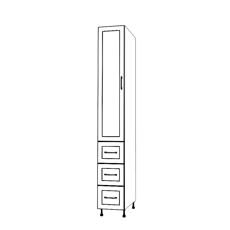 13" Wide Tall Pantry Cabinet with Drawers - Painted Doors