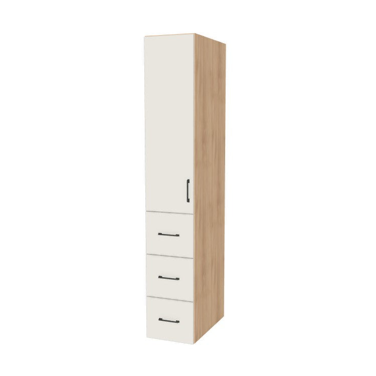 14" Wide Tall Pantry Cabinet with Drawer - (Hardrock Maple Melamine Boxes - Flat Panel Doors) 24 D