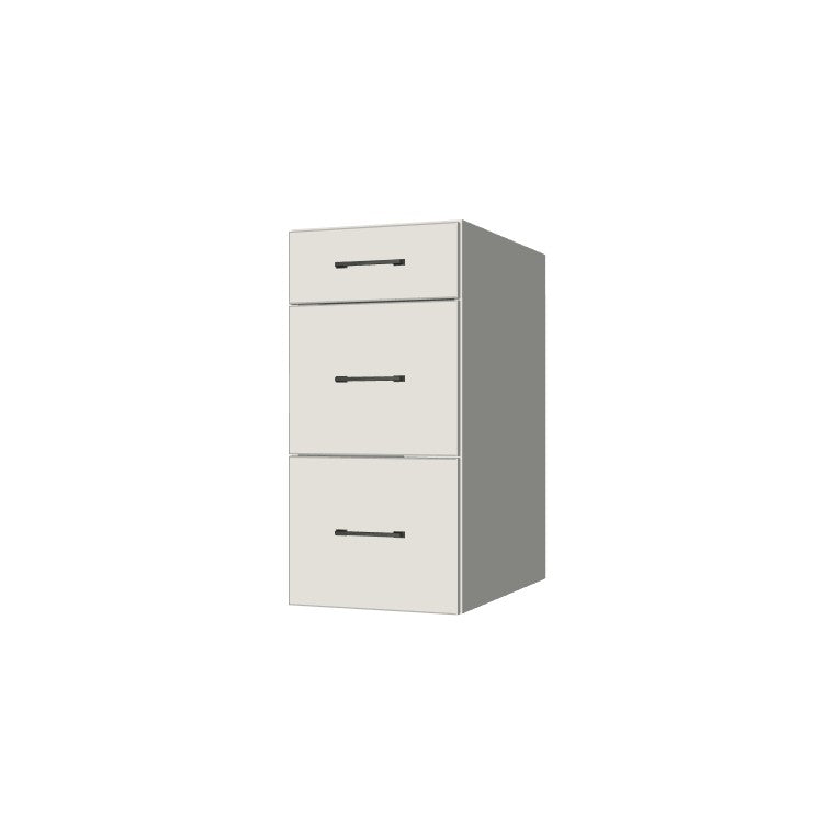 15" Wide Drawer Cabinet - (White Melamine Boxes - Flat Panel Doors)
