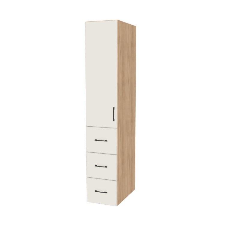 15" Wide Tall Pantry Cabinet with Drawer - (Hardrock Maple Melamine Boxes - Flat Panel Doors) 24 D