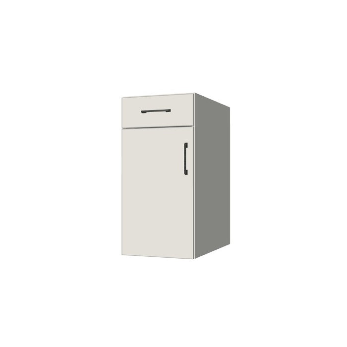 15" Wide Base Cabinet With Drawer On Top - (White Melamine Boxes - Flat Panel Doors)