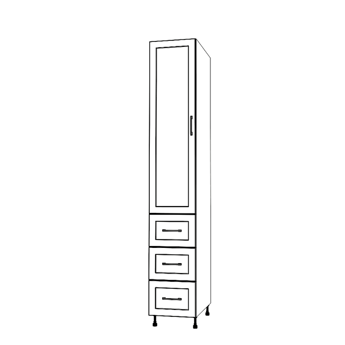 15" Wide Tall Pantry Cabinet with Drawers - Painted Doors