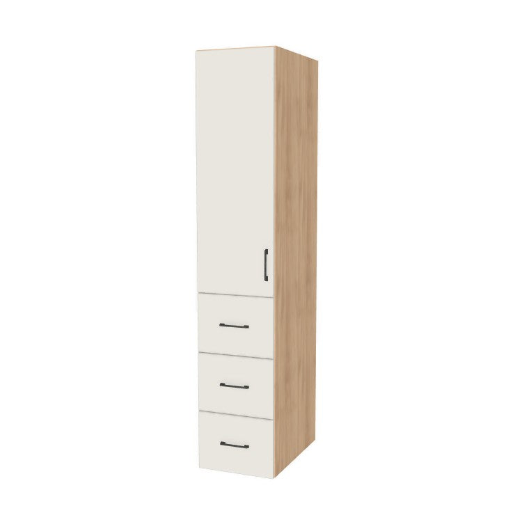 16" Wide Tall Pantry Cabinet with Drawer - (Hardrock Maple Melamine Boxes - Flat Panel Doors) 24 D