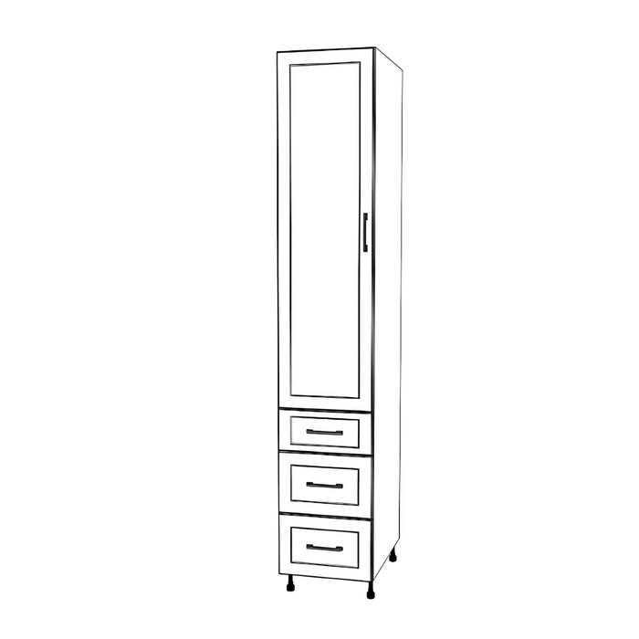 16" Wide Tall Pantry Cabinet - With Drawers - Thermofoil Doors