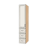 16" Wide Tall Pantry Cabinet with Drawer - (Hardrock Maple Melamine Boxes - Painted Doors) 24 D