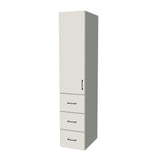 17" Wide Tall Pantry Cabinet with Drawer - (White Melamine Boxes - Flat Panel Doors) 24 D