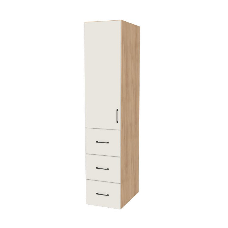 17" Wide Tall Pantry Cabinet with Drawer - (Hardrock Maple Melamine Boxes - Flat Panel Doors) 24 D
