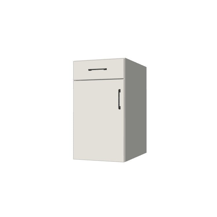 17" Wide Base Cabinet With Drawer On Top - (White Melamine Boxes - Flat Panel Doors)