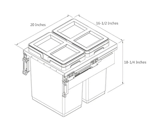 Garbage Bin System 13 1/2" - For 15" Base Cabinet and Up