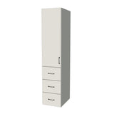 18" Wide Tall Pantry Cabinet with Drawer - (White Melamine Boxes - Flat Panel Doors) 24 D