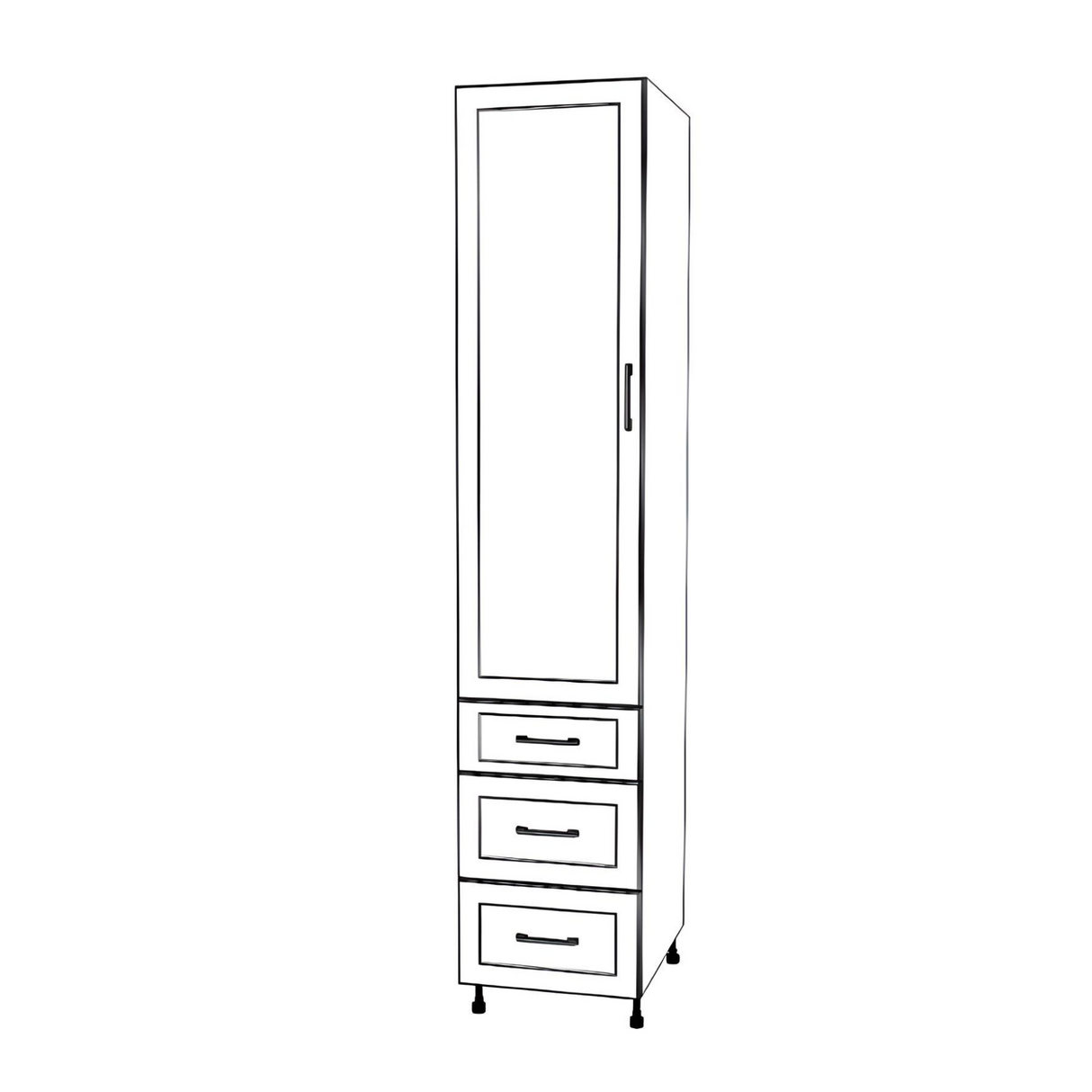 18" Wide Tall Pantry Cabinet with Drawers - Painted Doors