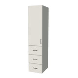 19" Wide Tall Pantry Cabinet with Drawer - (White Melamine Boxes - Flat Panel Doors) 24 D