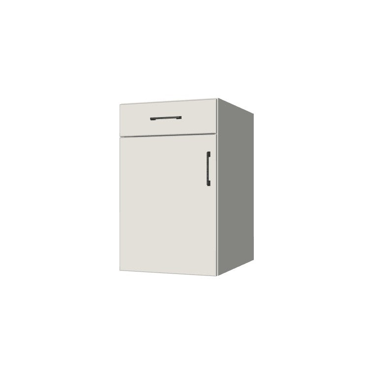 19" Wide Base Cabinet With Drawer On Top - (White Melamine Boxes - Flat Panel Doors)