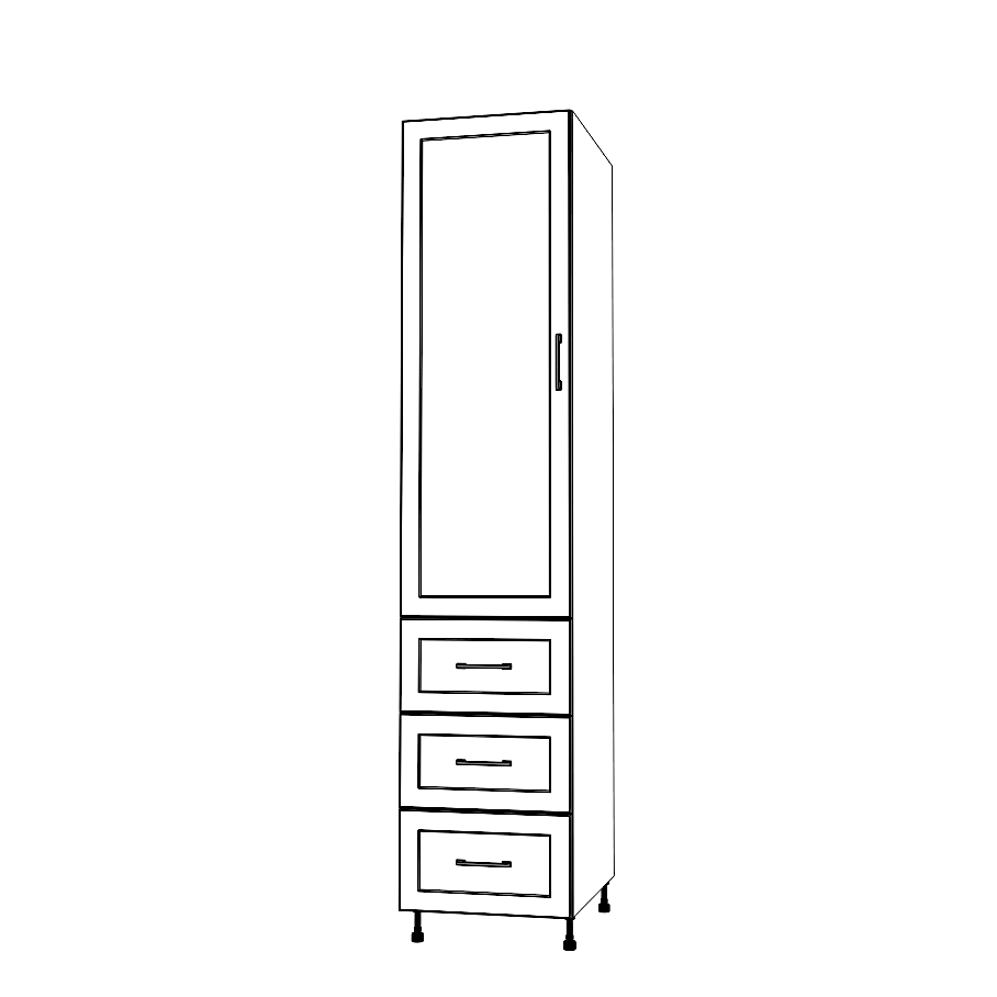 19" Wide Tall Pantry Cabinet with Drawers - Painted Doors