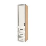 19" Wide Tall Pantry Cabinet with Drawer - (Hardrock Maple Melamine Boxes - Painted Doors) 24 D