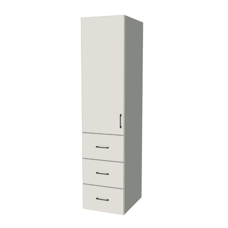 20" Wide Tall Pantry Cabinet with Drawer - (White Melamine Boxes - Flat Panel Doors) 24 D
