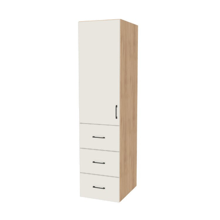 20" Wide Tall Pantry Cabinet with Drawer - (Hardrock Maple Melamine Boxes - Flat Panel Doors) 24 D