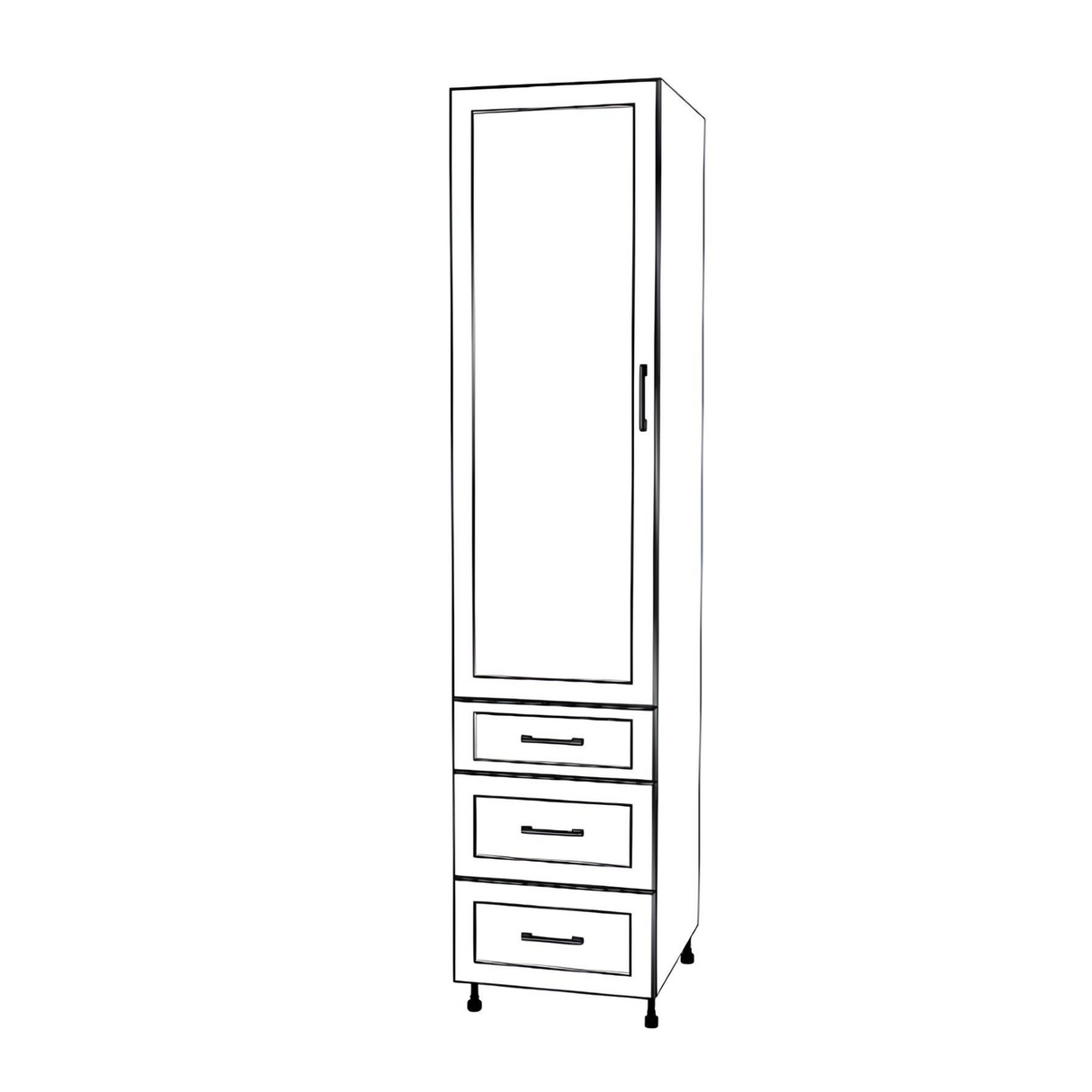 20" Wide Tall Pantry Cabinet with Drawers - Painted Doors