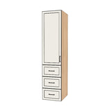 20" Wide Tall Pantry Cabinet with Drawer - (Hardrock Maple Melamine Boxes - Painted Doors) 24 D