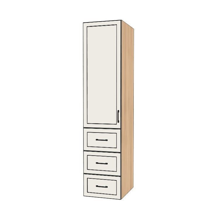 20" Wide Tall Pantry Cabinet with Drawer - (Hardrock Maple Melamine Boxes - Thermofoil Doors) 24 D