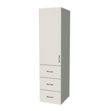 21" Wide Tall Pantry Cabinet with Drawer - (White Melamine Boxes - Flat Panel Doors) 24 D