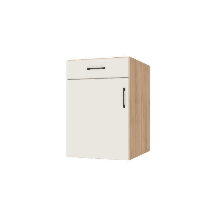 21" Wide Base Cabinet With Drawer On Top - (Hardrock Maple Melamine Boxes - Flat Panel Doors)