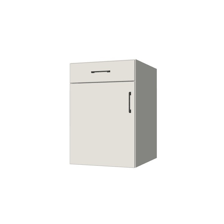 21" Wide Base Cabinet With Drawer On Top - (White Melamine Boxes - Flat Panel Doors)