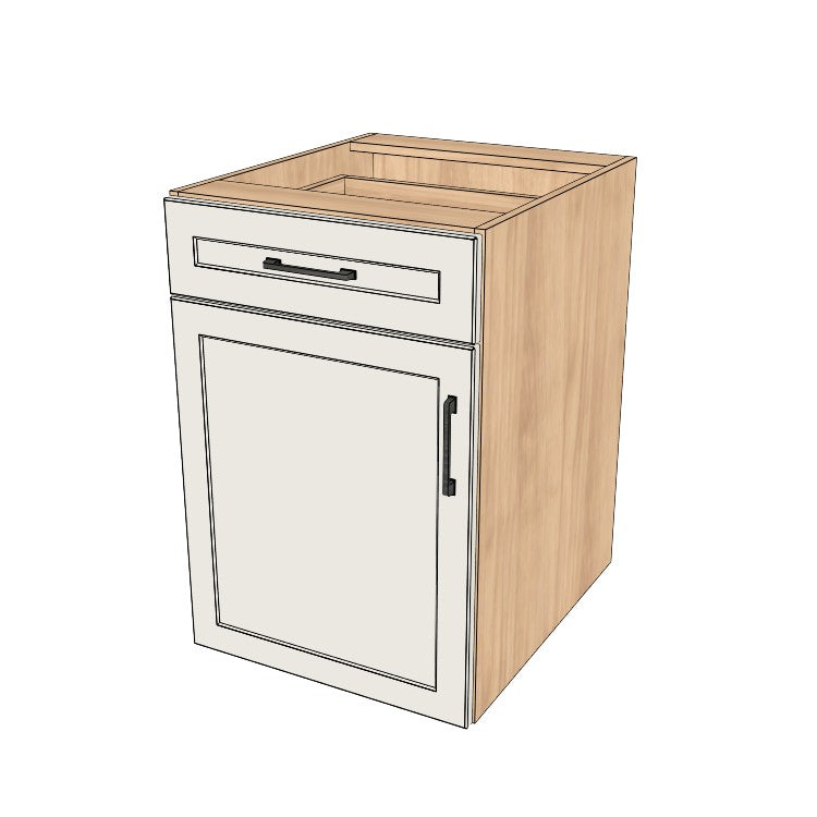 21" Wide Base Cabinet With Drawer On Top - (Hardrock Maple Melamine Boxes - Painted Doors)