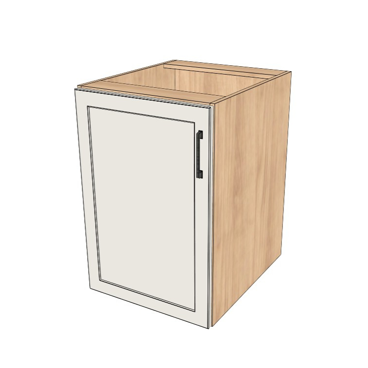 21" Wide Base Cabinet - (Hardrock Maple Melamine Boxes - Painted Doors)